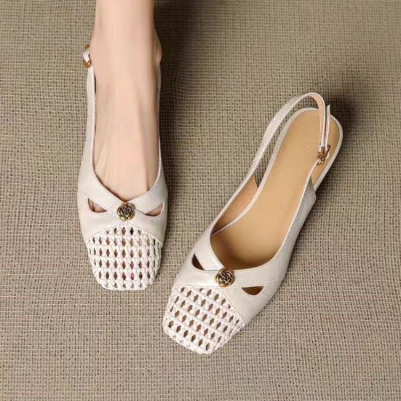 Women'S Shoes - รองเท้าส้นเตารีดแบบปิดหัวสไตล์ฝรั่งเศสสำหรับผู้หญิง รองเท้าสานอเนกประสงค์ รองเท้าส้นเตารีดแบบโปร่งระบายอากาศสำหรับฤดูร้อนปี 2026