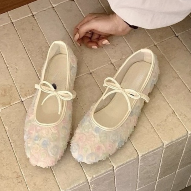 Women'S Shoes - รองเท้าแมรี่เจนตาข่ายลายกุหลาบจีนแบบใหม่ รุ่นอ่อนโยน ประจำฤดูใบไม้ผลิและฤดูร้อนปี 2026 พร้อมโบว์น่ารัก พื้นรองเท้านุ่ม
