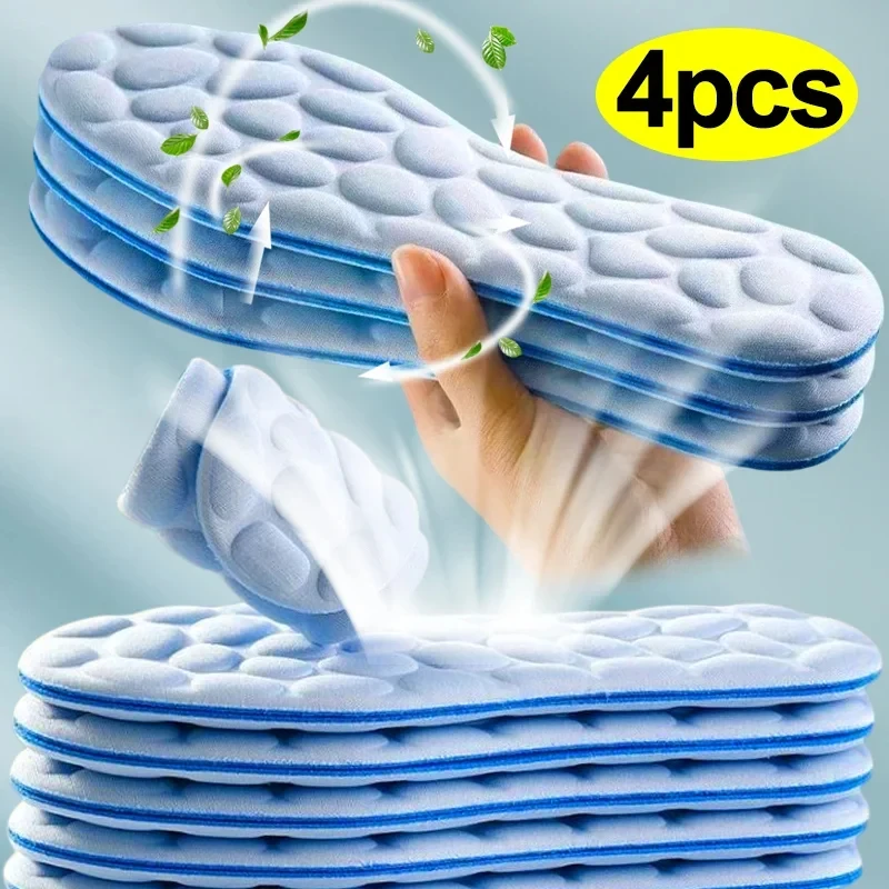 Breathable Mesh Athletic Shoes - แผ่นรองพื้นรองเท้าเมมโมรี่โฟมนวดแบบนุ่ม 2/4 ชิ้น สำหรับรองเท้ากีฬาวิ่ง ระบายอากาศได้ดี รองรับแรงกระแทก